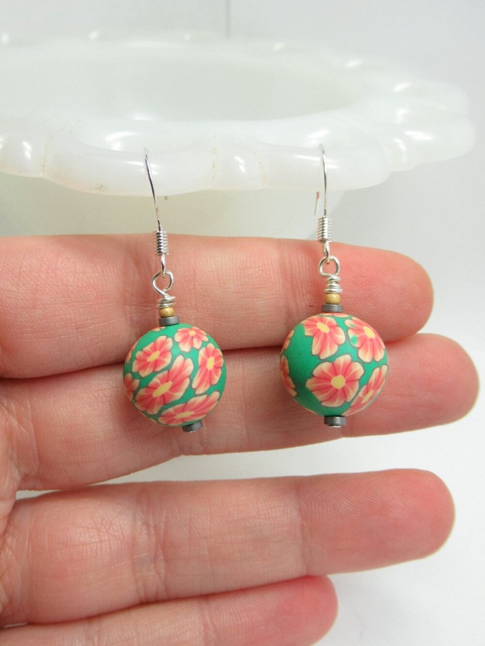 Floral clay earrings